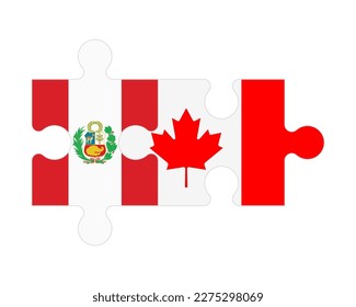 Connected puzzle of flags of Peru and Canada, vector