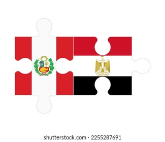 Connected puzzle of flags of Peru and Egypt, vector