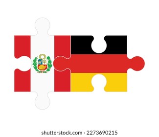 Connected puzzle of flags of Peru and Germany, vector