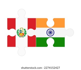 Connected puzzle of flags of Peru and India, vector