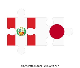 Connected puzzle of flags of Peru and Japan, vector