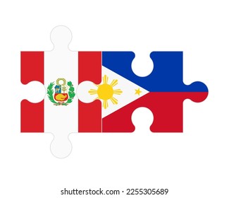 Connected puzzle of flags of Peru and Philippines, vector