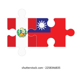 Connected puzzle of flags of Peru and Taiwan, vector