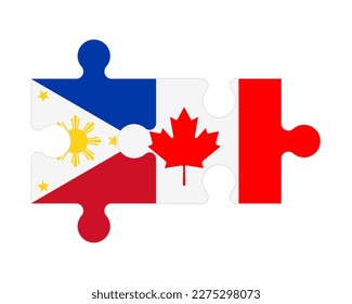 Connected puzzle of flags of Philippines and Canada, vector