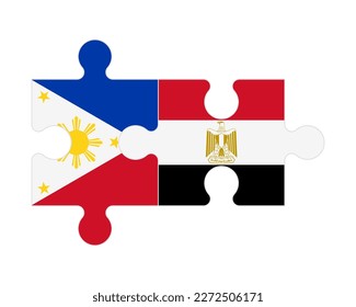 Rompecabezas conectado de banderas de Filipinas y Egipto, vector