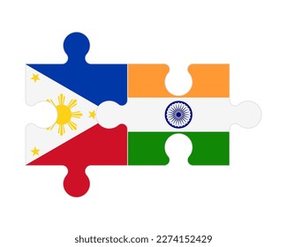 Connected puzzle of flags of Philippines and India, vector