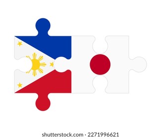 Connected puzzle of flags of Philippines and Japan, vector