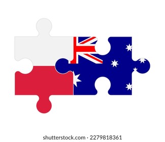Connected puzzle of flags of Poland and Australia, vector
