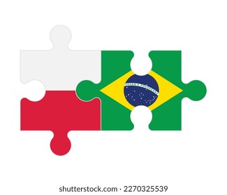 Connected puzzle of flags of Poland and Brazil, vector