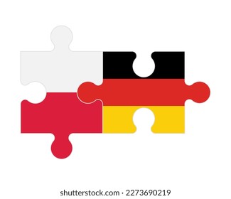 Connected puzzle of flags of Poland and Germany, vector