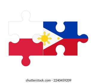 Connected puzzle of flags of Poland and Philippines, vector