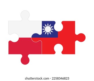 Connected puzzle of flags of Poland and Taiwan, vector