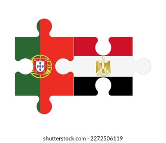 Connected puzzle of flags of Portugal and Egypt, vector