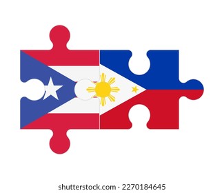 Connected puzzle of flags of Puerto Rico and Philippines, vector
