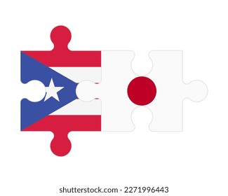 Connected puzzle of flags of Puerto Rico and Japan, vector