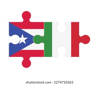 Connected puzzle of flags of Puerto Rico and Italy, vector