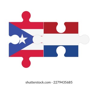 Connected puzzle of flags of Puerto Rico and Netherlands, vector