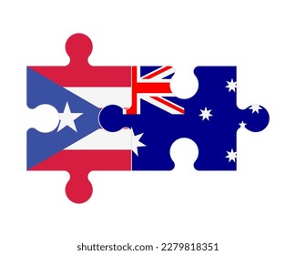 Connected puzzle of flags of Puerto Rico and Australia, vector