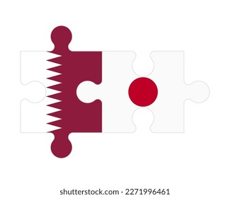 Connected puzzle of flags of Qatar and Japan, vector