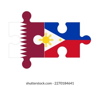 Connected puzzle of flags of Qatar and Philippines, vector