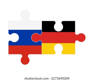 Connected puzzle of flags of Russia and Germany, vector