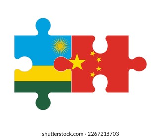 Verbundenes Rätsel der Flaggen Ruandas und Chinas, Vektorgrafik