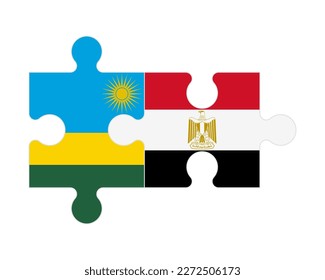 Connected puzzle of flags of Rwanda and Egypt, vector