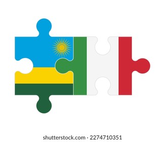 Connected puzzle of flags of Rwanda and Italy, vector