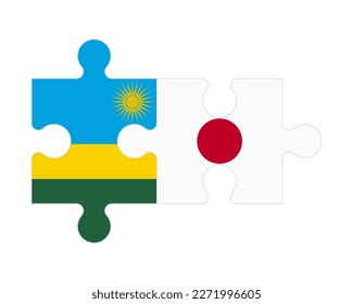 Connected puzzle of flags of Rwanda and Japan, vector
