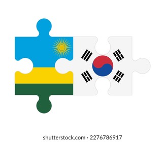 Connected puzzle of flags of Rwanda and South Korea, vector