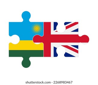 Connected puzzle of flags of Rwanda and United Kingdom, vector