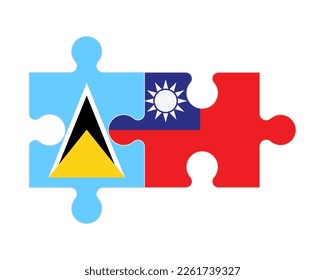Verbundenes Rätsel der Flaggen von Saint Lucia und Taiwan, Vektorgrafik