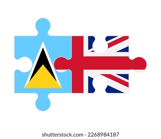 Connected puzzle of flags of Saint Lucia and United Kingdom, vector