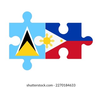 Rompecabezas conectado de banderas de Santa Lucía y Filipinas, vector