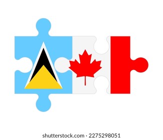 Connected puzzle of flags of Saint Lucia and Canada, vector