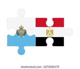 Connected puzzle of flags of San Marino and Egypt, vector