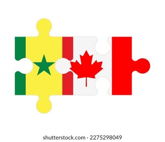 Connected puzzle of flags of Senegal and Canada, vector