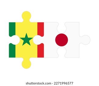 Connected puzzle of flags of Senegal and Japan, vector