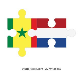 Connected puzzle of flags of Senegal and Netherlands, vector