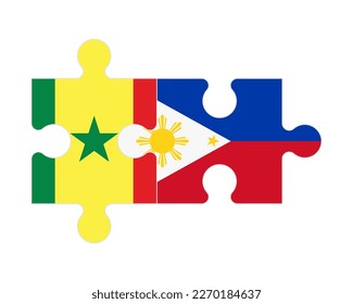 Connected puzzle of flags of Senegal and Philippines, vector