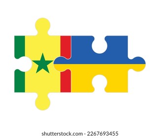 Connected puzzle of flags of Senegal and Ukraine, vector