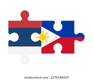 Connected puzzle of flags of Serbia and Philippines, vector