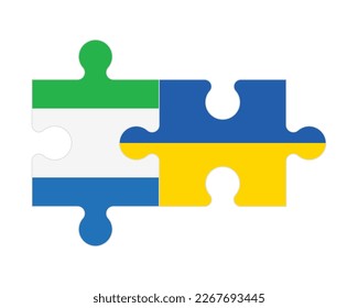 Connected puzzle of flags of Sierra Leone and Ukraine, vector
