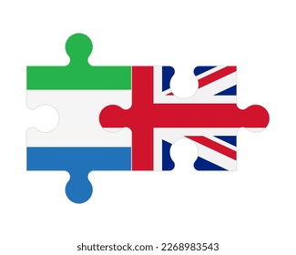 Connected puzzle of flags of Sierra Leone and United Kingdom, vector