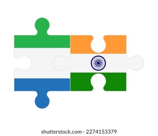 Rompecabezas conectado de banderas de Sierra Leona y la India, vector