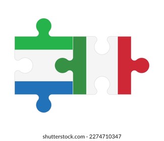 Connected puzzle of flags of Sierra Leone and Italy, vector