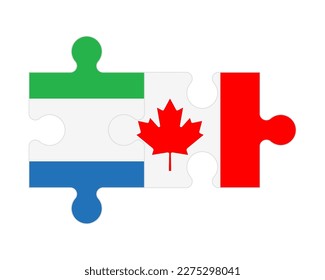 Connected puzzle of flags of Sierra Leone and Canada, vector