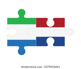 Connected puzzle of flags of Sierra Leone and Netherlands, vector