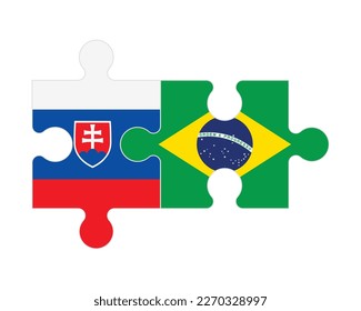 Verbundenes Rätsel der Flaggen der Slowakei und Brasiliens, Vektorgrafik