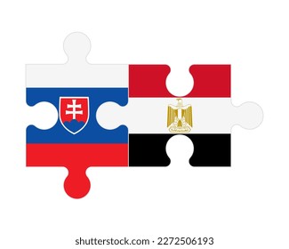 Rompecabezas conectado de banderas de Eslovaquia y Egipto, vector